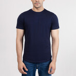 Set of 5 Crewneck Curved Hem T-Shirt // Black + Navy + White + Charcoal+ Olive (S)