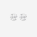 14K White Gold Round Cut Solitaire Diamond Stud Earrings // New