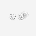 14K White Gold Round Cut Solitaire Diamond Stud Earrings // New