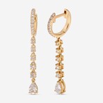 14K Yellow Gold Diamond Drop Earrings // New