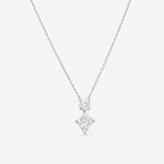 14K White Gold Lab-Grown Round + Kite Step Cut Diamond Pendant Necklace // 16"-18" // New