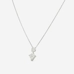 14K White Gold Lab-Grown Round + Kite Step Cut Diamond Pendant Necklace // 16"-18" // New