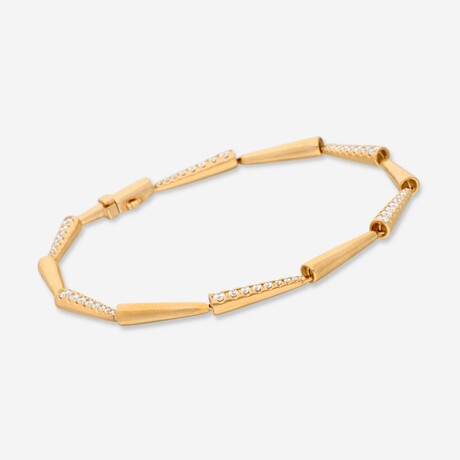 14K Yellow Gold Diamond Link Bracelet // 7.5" // New