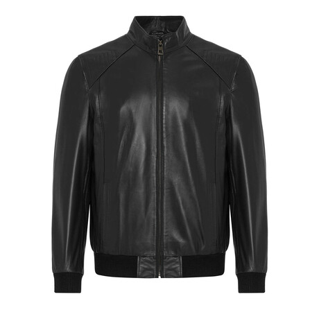 Bomber Leather Jacket // Black (S)