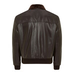 Bomber Flight Leather Jacket // Brown (M)