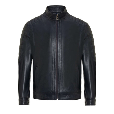 Fencing Leather Jacket // Navy (S)