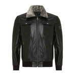 Bomber Flight Leather Jacket // Matte Black (S)