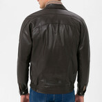 Bomber Utility Leather Jacket // Brown (M)