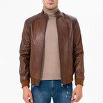 Bomber Leather Jacket // Brown (M)