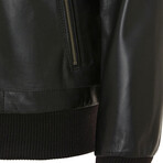 Bomber Flight Leather Jacket // Matte Black (M)