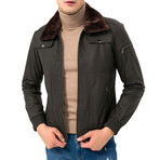 Bomber Flight Leather Jacket // Matte Brown (L)