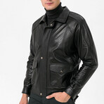 Bomber Utility Leather Jacket // Black (2XL)