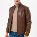 Bomber Leather Jacket // Brown (XL)