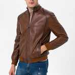 Bomber Leather Jacket // Brown (XL)