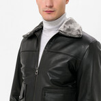 Bomber Flight Leather Jacket // Black (XL)