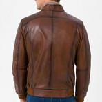 Bomber Leather Jacket // Brown (L)