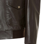 Bomber Flight Leather Jacket // Brown (S)