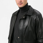 Bomber Utility Leather Jacket // Black (L)