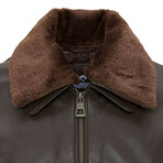 Bomber Flight Leather Jacket // Brown (L)