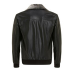 Bomber Flight Leather Jacket // Matte Black (3XL)