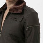 Bomber Flight Leather Jacket // Matte Brown (2XL)