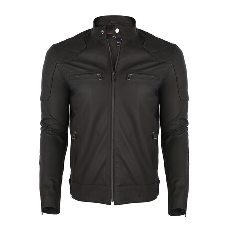 Double Front Zip Racer Leather Jacket // Black Matte (S)