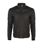 Double Front Zip Racer Leather Jacket // Black Matte (XL)