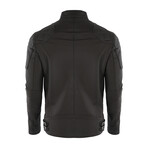 Double Front Zip Racer Leather Jacket // Black Matte (2XL)