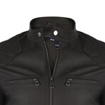 Double Front Zip Racer Leather Jacket // Black Matte (M)