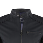 Front Zip Racer Leather Jacket // Black Matte (3XL)