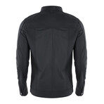 Front Zip Racer Leather Jacket // Black Matte (2XL)