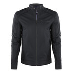 Front Zip Racer Leather Jacket // Black Matte (M)