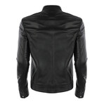 Blocked Racer Leather Jacket // Black + White + Red (3XL)