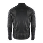 Double Front Zip Racer Leather Jacket // Black (L)