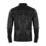 Front Zip Racer Leather Jacket // Black (3XL)