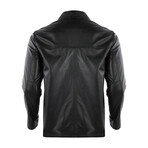 High Neck Racer Leather Jacket // Black (M)