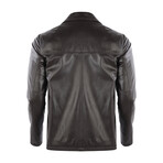 High Neck Racer Leather Jacket // Brown (3XL)