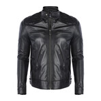 Double Front Zip Racer Leather Jacket // Black (M)