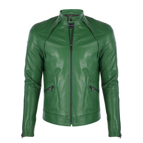 Racer Leather Jacket // Green (S)