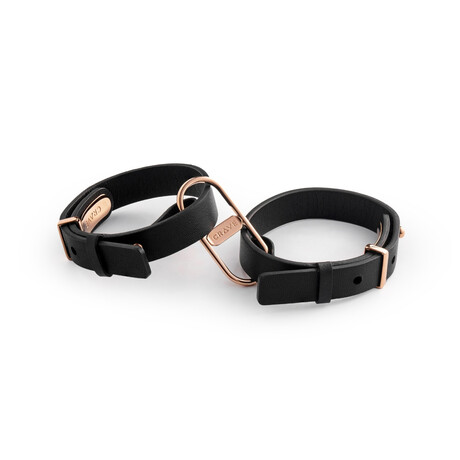 ICON Cuffs // Black Leather + Rose Gold