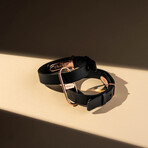 ICON Cuffs // Black Leather + Rose Gold