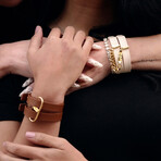 ICON Cuffs // Tan Leather + 18kt Gold Plated