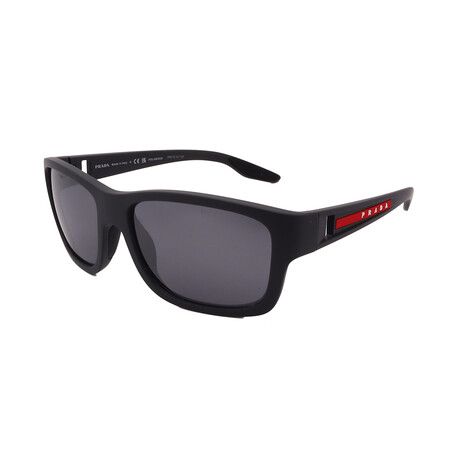 Men's // Prada Sport - PS01WS-UFK07H Square Sunglasses // Rubber Black + Gray