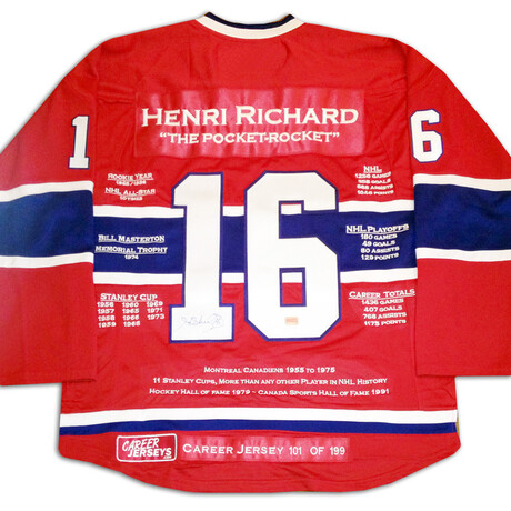 Henri Richard Career Jersey - Autographed - LTD ED 199 - Montreal Canadiens