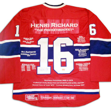 Henri Richard Career Jersey #1 of 199 - Autographed - Montreal Canadiens