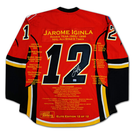 Jarome Iginla Signed Career Jersey Elite Edition #12 of 12 - Calgary Flames