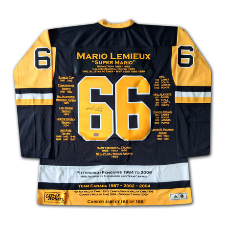 Mario Lemieux Career Jersey #166 of 166 - Autographed - Pittsburgh Penguins