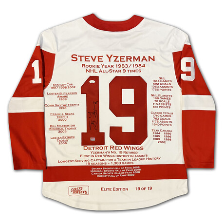 Steve Yzerman Career Jersey White Elite Edition #19 of 19 - Autographed Detroit