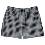 Corfu Swim Trunks w/ Compression Liner // Black + White (L)