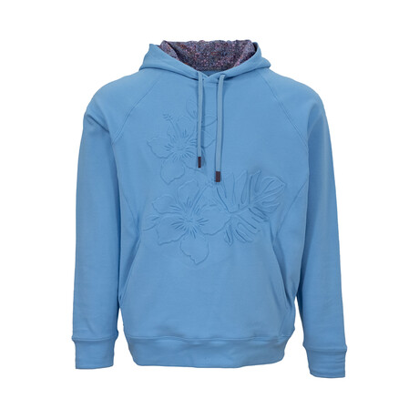 Hank Embossed Floral Hoodie // Blue (XS)